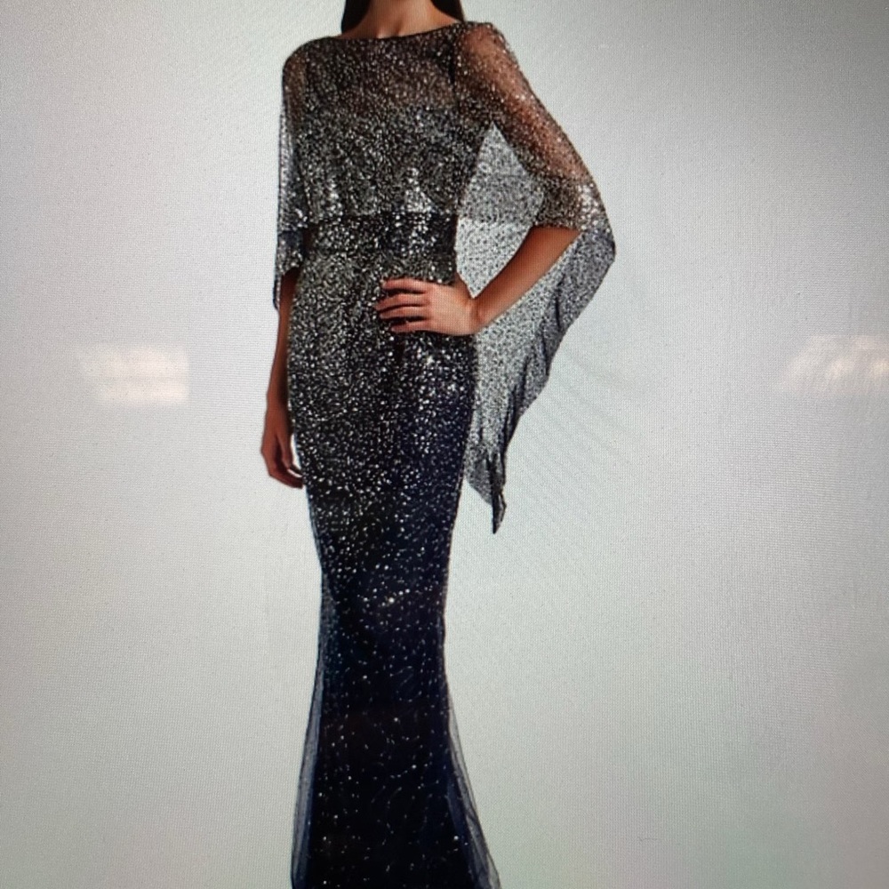 Rickie Freeman for Teri Jon Black and Silver Gown - Picture 8 of 10